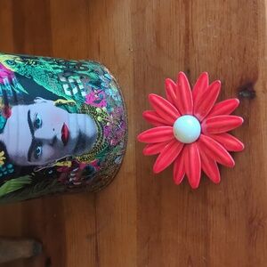 Red Vintage Floral Brooch